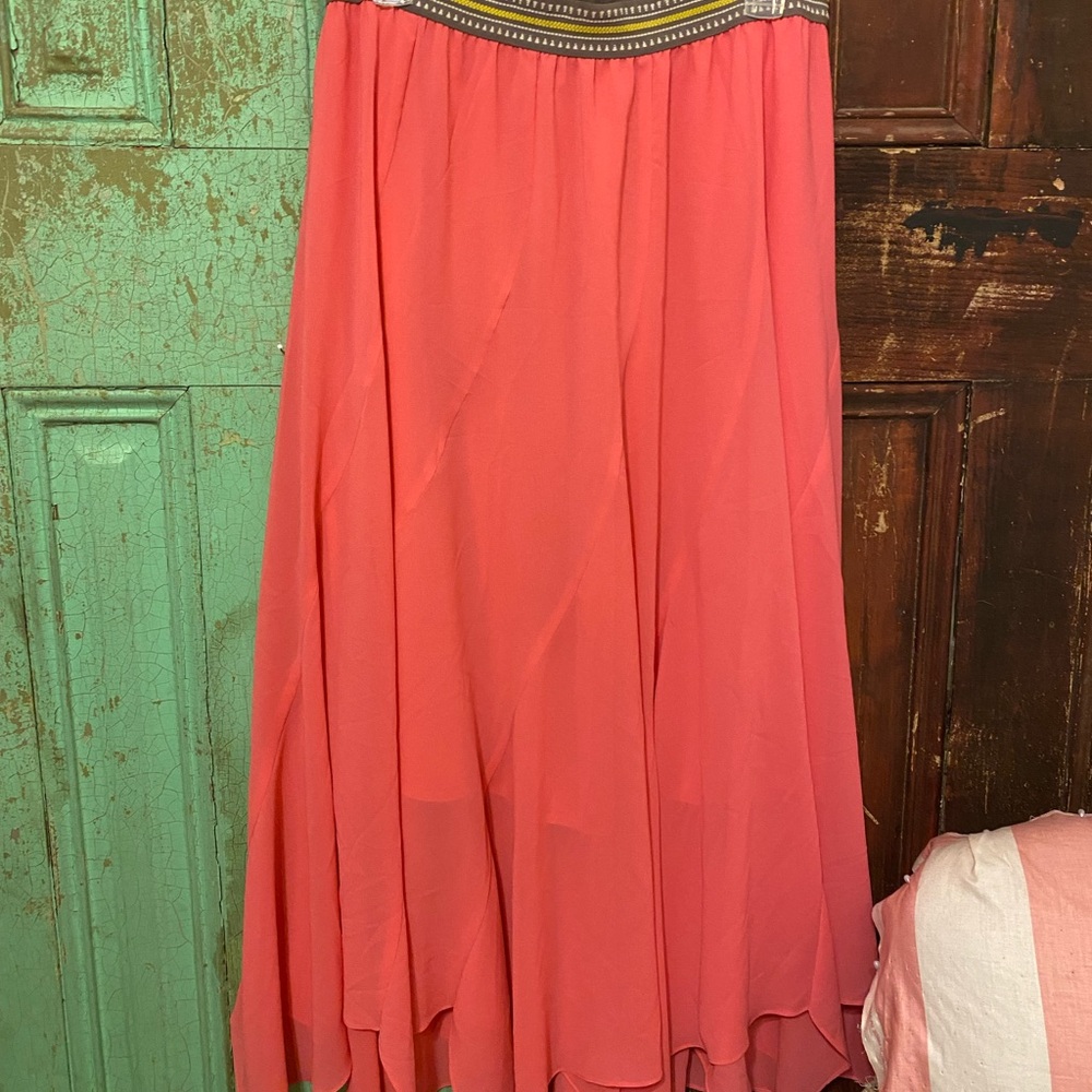 Vanessa Virginia coral maxi skirt